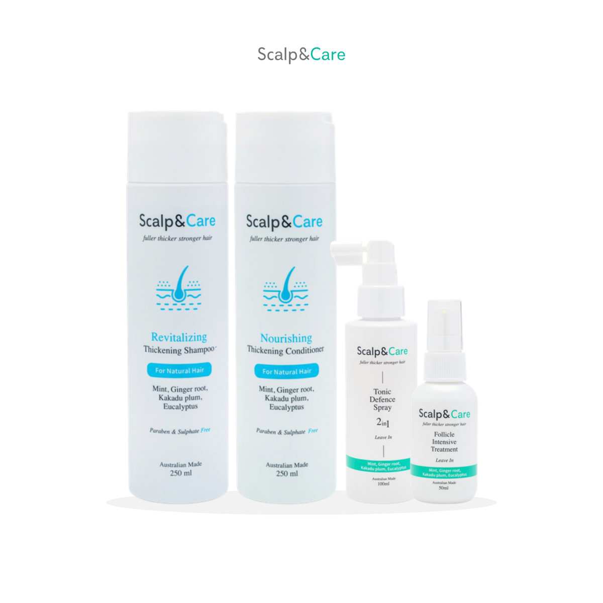 Scalp&Care 4-Step Scalp Ritual Kit for Natural Hair: shampoo, conditioner, Tonic Defence Spray and Follicle Intensive Treatment