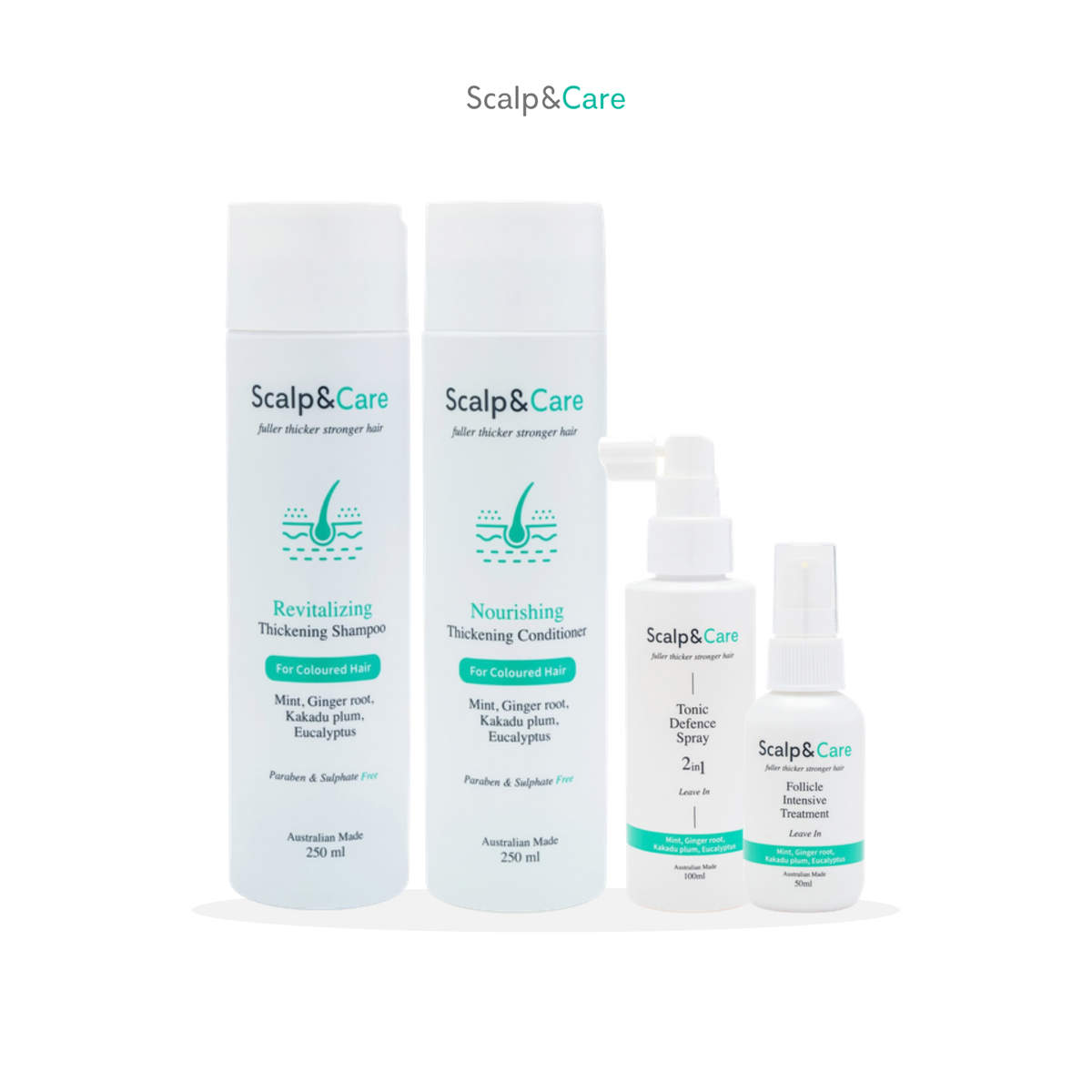 Scalp&Care 4-Step Scalp Ritual Kit for Coloured Hair: shampoo, conditioner, Tonic Defence Spray and Follicle Intensive Treatment
